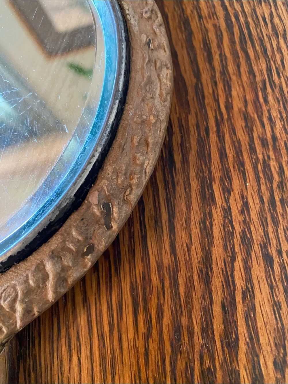 Vintage Faux Bois Hand Mirror Vanity Mirror